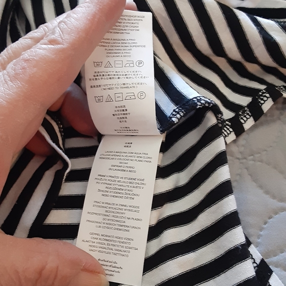 Michael Kors black and white striped asymmetric top - Picture 10 of 11